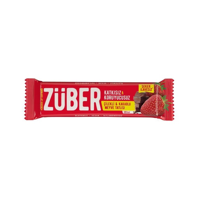  ZÜBER Çilekli ve Kakaolu Meyve Bar 40gr 
