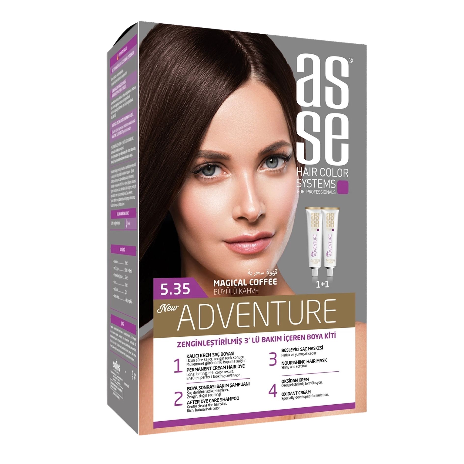 ASSE (5.35) SAÇ RENKLERİ SETİ BÜYÜLÜ KAHVE (50+50) ML 