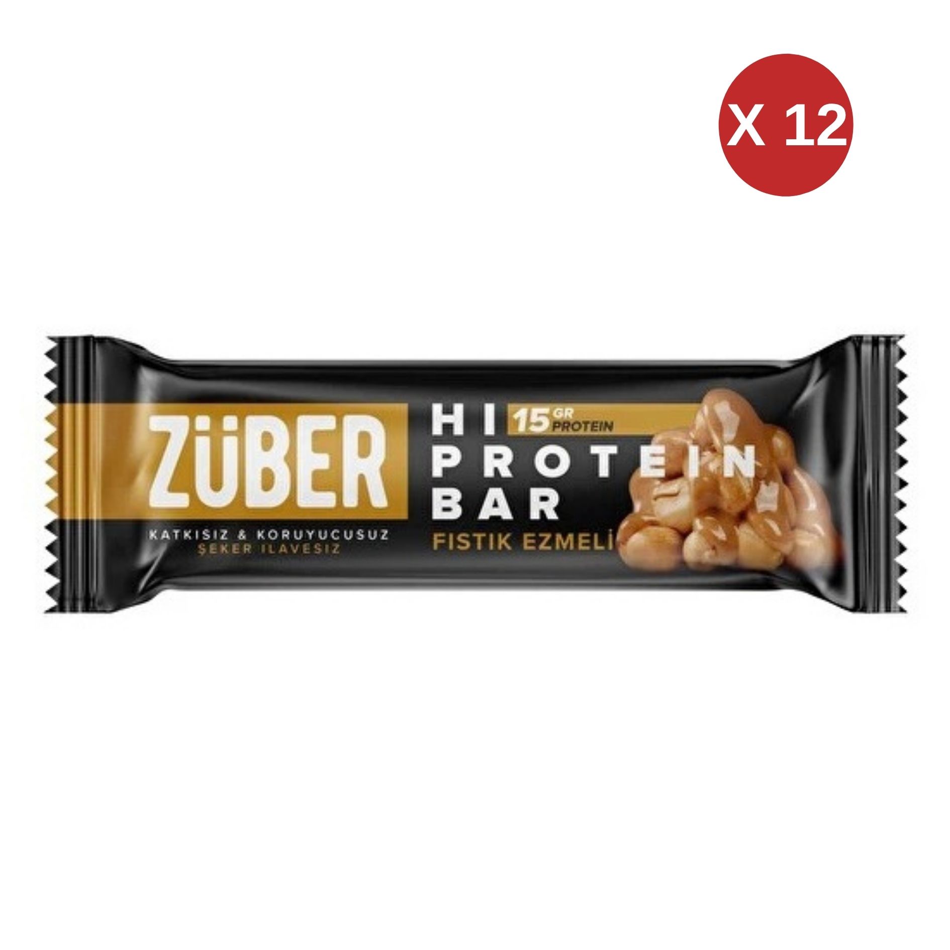  ZÜBER Fıstık Ezmeli Hi-Protein Bar 45gr 12 ADET