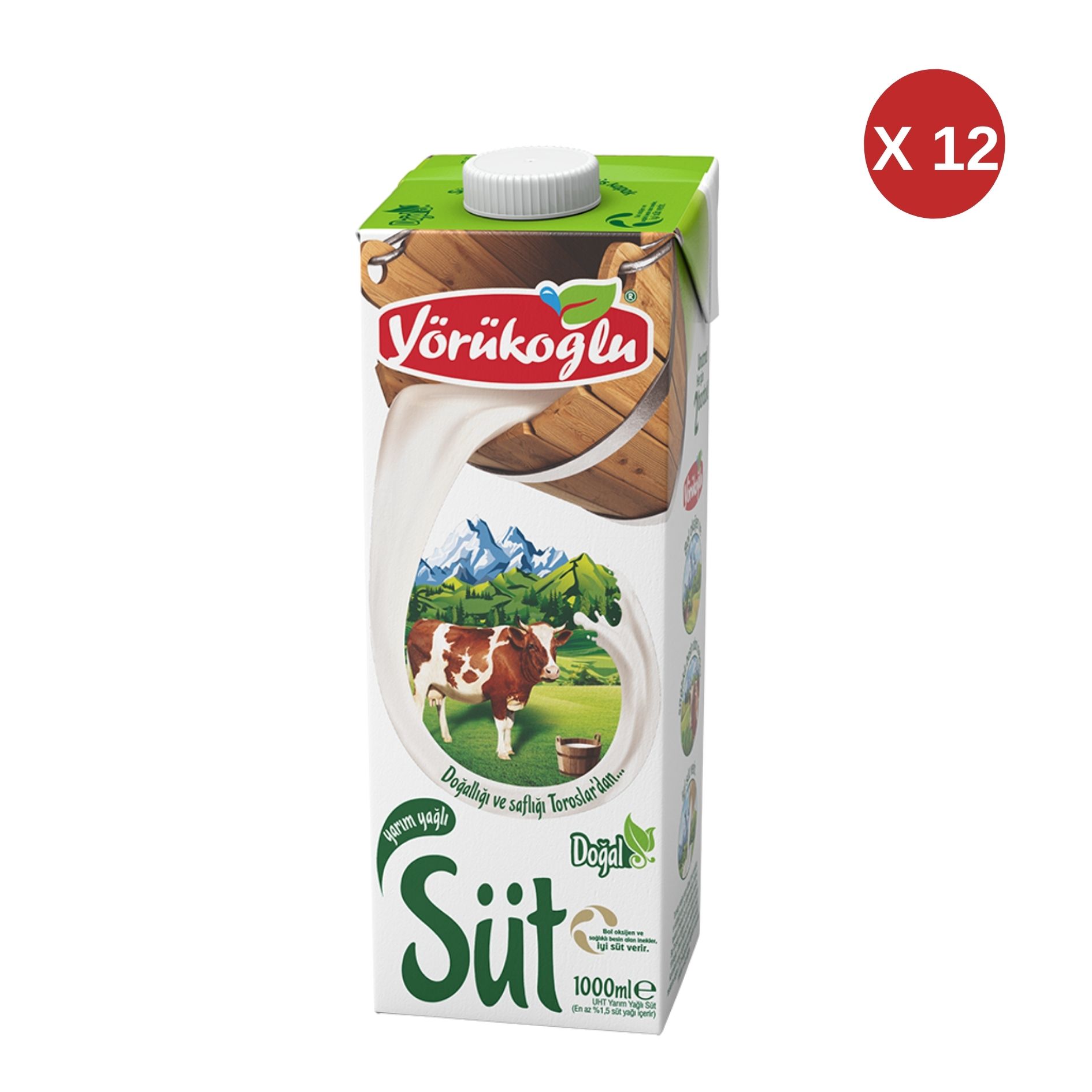 YÖRÜKOĞLU 1 LT Y.YAĞLI SÜT 12 ADET