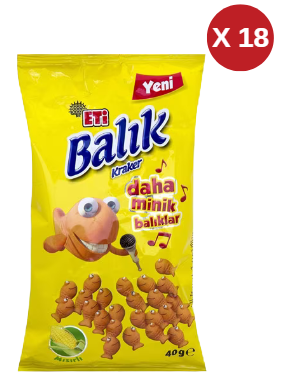 ETİ BALIK KRAKER MISIRLI 40 GR ( 18 ADET )