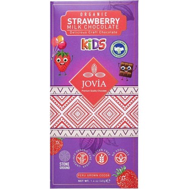 JOVİA ORGANİK ÇİLEKLİ SÜTLÜ ÇİKOLATA KİDS-40G