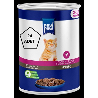 PAWPAW TAVUKLU KONSERVE YAVRU KEDİ MAMASI 400 GR 